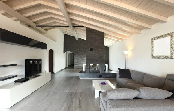 Grande sala de estar, arquitetura moderna contemporânea — Fotografia de Stock