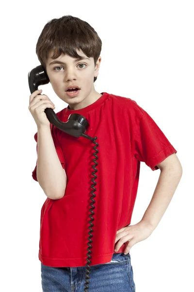 Kleiner Junge, Telefon — Stockfoto