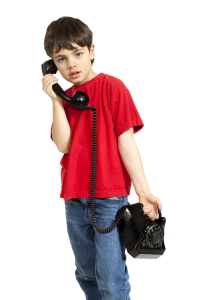 Kleiner Junge, Telefon — Stockfoto