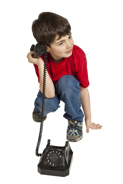 Little boy, phone — Stock Photo, Image