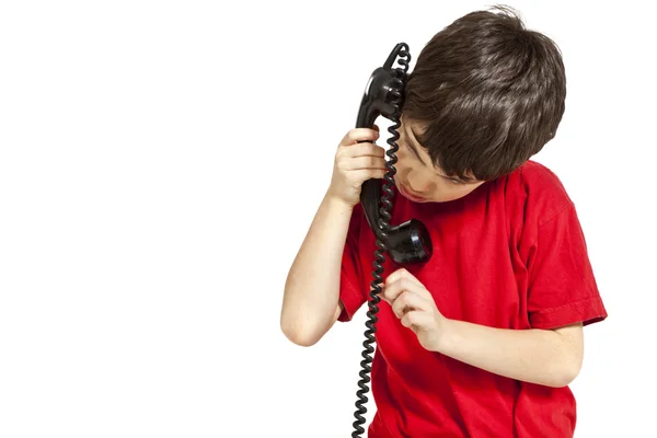 Kleiner Junge, Telefon — Stockfoto