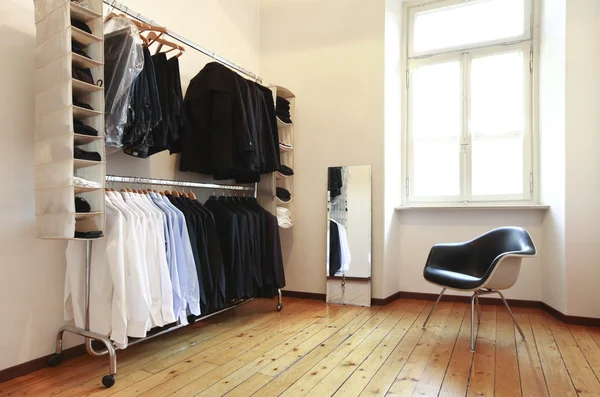 Men's wardrobe, nice apartment refitted — Stock Photo, Image