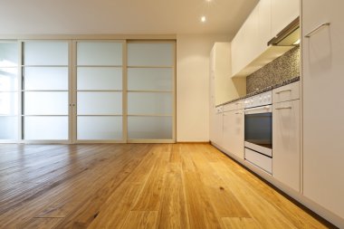 House with wooden floor, kitchen clipart