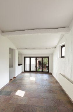 Rustik iç house, merdiven ile geniş oda