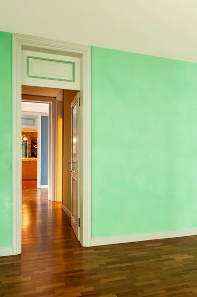 Ściany wnętrza domu, zielony — Zdjęcie stockowe
