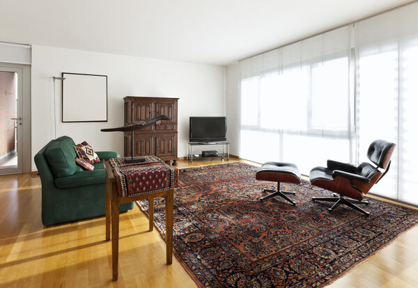 Apartment interior, ethnic furniture