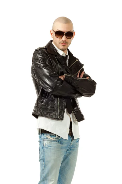 Mann mit Lederjacke — Stockfoto