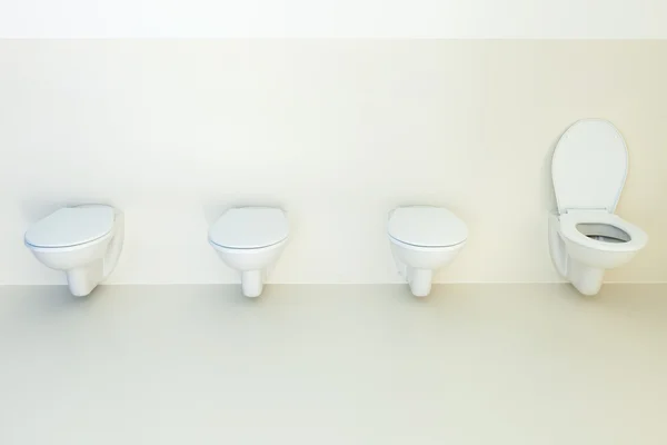 Öffentliches Badezimmer, Toiletten in einer Reihe — Stockfoto