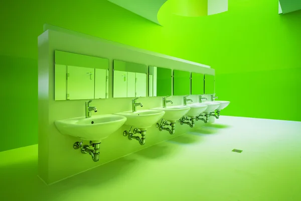 Green public bathroom — Stock Photo, Image