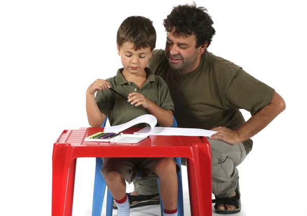 Schoolboy with father — Stock Photo, Image