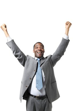 takım elbise ile mutlu siyah işadamı