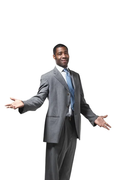 Homem de negócios preto com terno — Fotografia de Stock