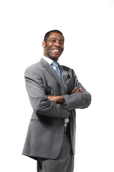 Homem de negócios preto com terno — Fotografia de Stock