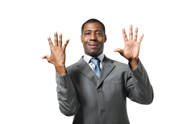 Black businessman  showing  hands — Stock Photo, Image