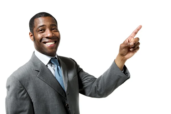 Black businessman  points — Stock Photo, Image