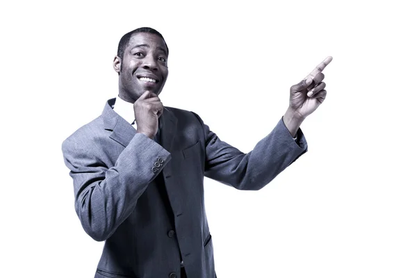 Black businessman  points — Stock Photo, Image