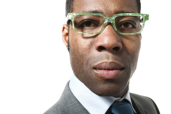 Biznesmen czarny w okularach — Zdjęcie stockowe