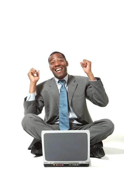 Homem de negócios com laptop — Fotografia de Stock