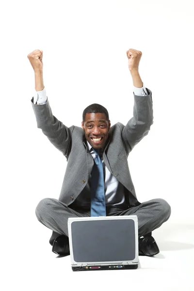 Homem de negócios com laptop — Fotografia de Stock