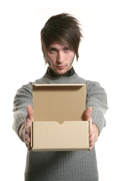 Hombre con caja — Foto de Stock