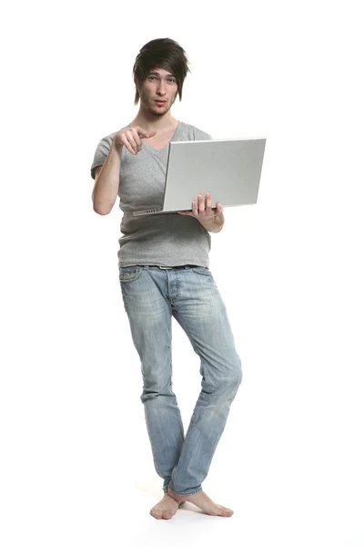 Uomo con laptop — Foto Stock