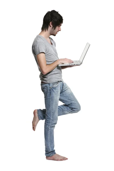 Homem com laptop — Fotografia de Stock