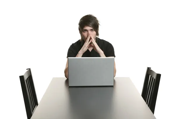 Boy with laptop — Stock Photo, Image