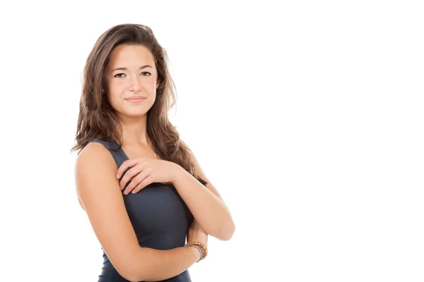 Morena menina com braços cruzados — Fotografia de Stock