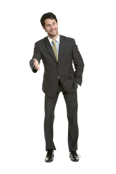 Businessman  stretches hand — Stock Photo, Image