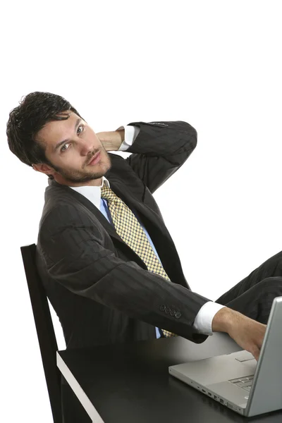 Homem de negócios com laptop — Fotografia de Stock