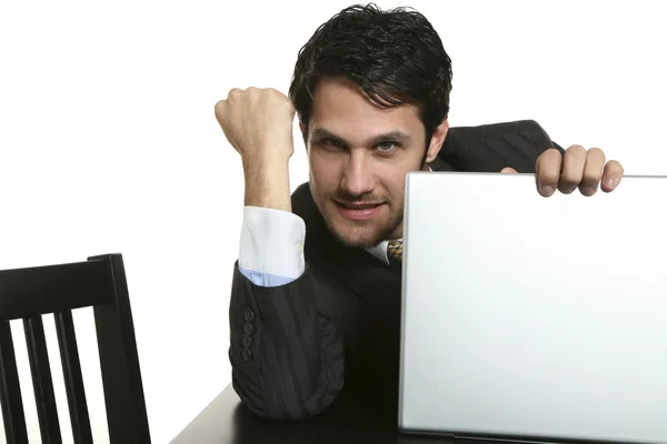 Homem de negócios com laptop — Fotografia de Stock