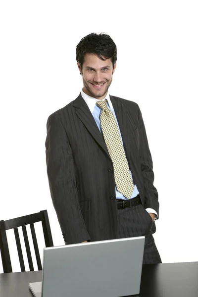 Businessman with laptop Stock Photo