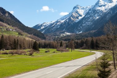 yol ve İsviçre dağ