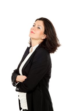 kadın siyah ceket ile