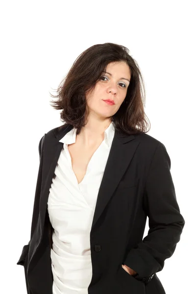 Vrouw met zwarte jas — Stockfoto