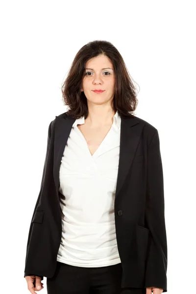 Mujer con chaqueta negra — Foto de Stock