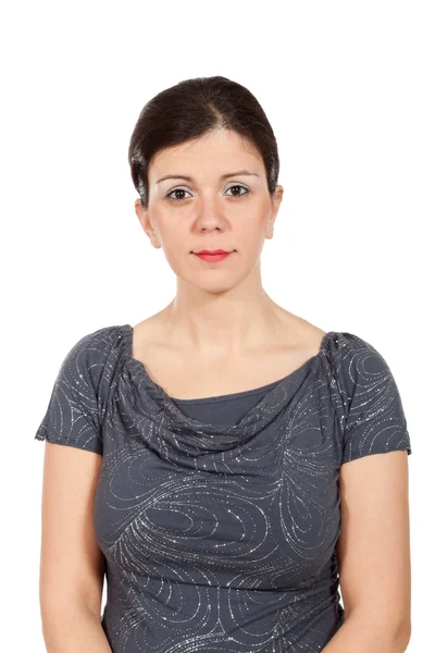 Mujer con blusa gris — Foto de Stock