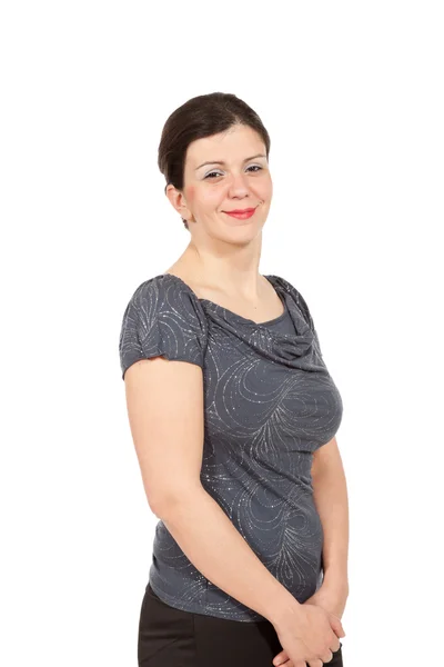 Mujer con blusa gris — Foto de Stock