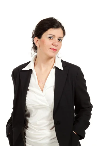 Woman with black jacket Royalty Free Stock Images