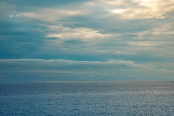 Calm Sea Cloudy Sky Sunset Panorama Mediterranean Sea Liguria Nobody — Stok fotoğraf