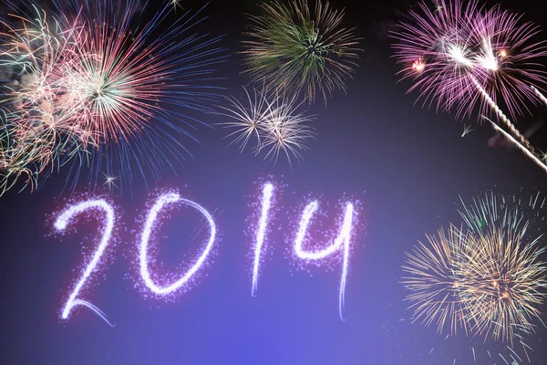 Beautiful colorful background for new years with fireworks — Stock Photo, Image