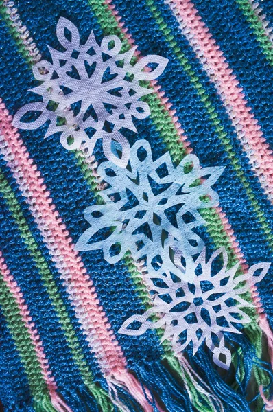 雪花保暖针织的围巾 — 图库照片