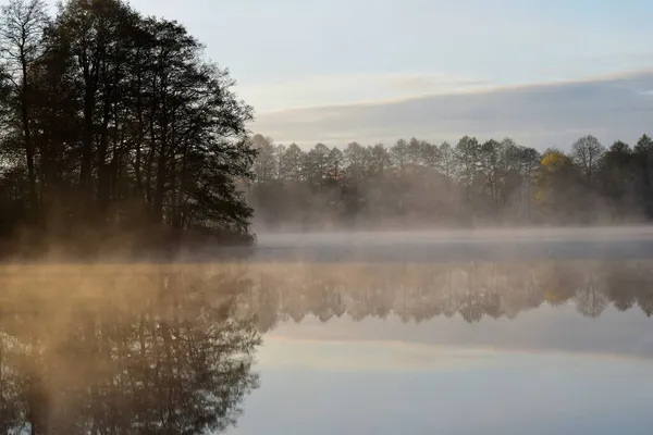 Autumn Morning Mist Lake — Stock Photo, Image