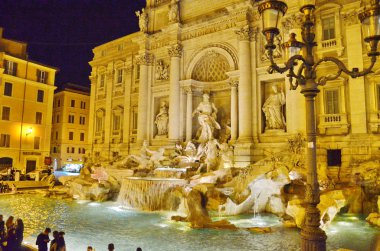 gece, Roma, İtalya, di trevi Çeşmesi