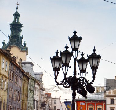 Old streetlight in Lviv, Ukraine clipart