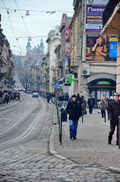 Vecchie strade a Leopoli, Ucraina — Foto Stock