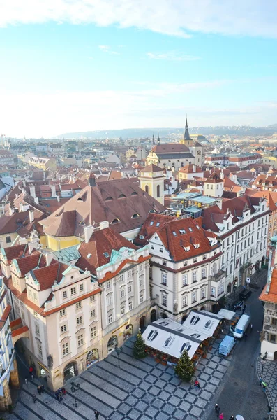 Prága-re a prágai vártól, a Cseh Köztársaság légi panoráma — Stock Fotó