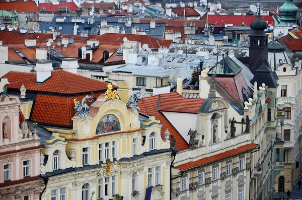 Flygfoto över Torget i Gamla Stan, Prag, Tjeckien — Stockfoto