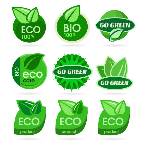 Bio - Ecologia - Conjunto de ícones verdes —  Vetores de Stock