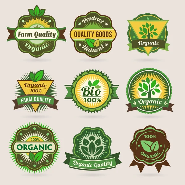 Zestaw ikon Bio - ekologia - zielony — Wektor stockowy